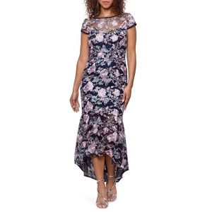 XSCAPE Floral Embroidered High/Low Cocktail Dress 4394X SIZE 14. NWT